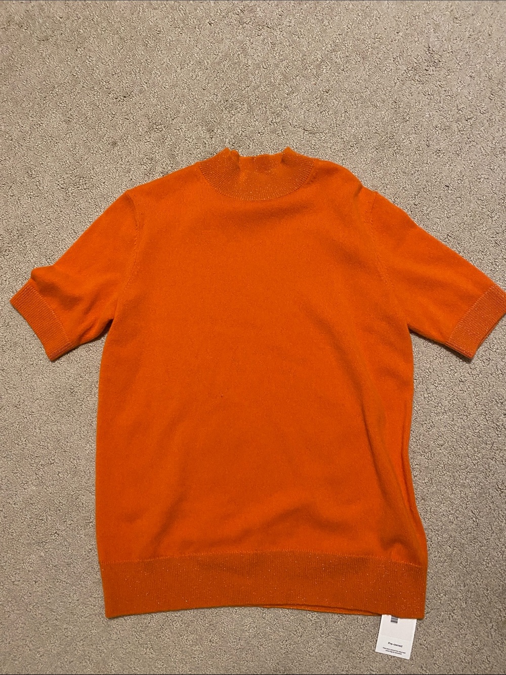 Lafayette 148 New York Fine Gauge Cashmere Mock Neck Tee in Orange